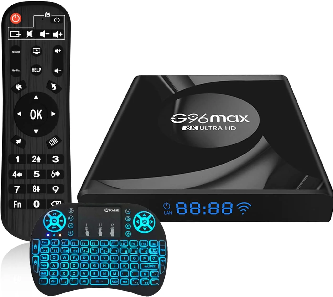 اندروید تی وی باکس 13.0، G96max R8 1000M LAN اترنت، ست تاپ باکس 4 گیگابایت رم 64 گیگابایت رام با RK3258/8K/3D/H.265/BT 5.0 اسمارت اندروید باکس با کیبورد وایرلس، 4gb+32gb