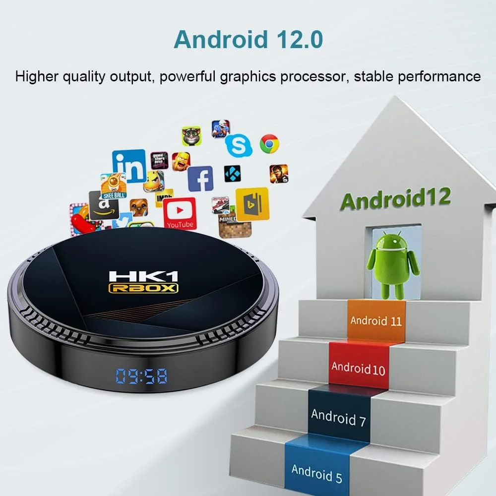 اندروید باکس AMITVA Android 12.0، اندروید باکس هوشمند 4 گیگابایت رم 128 گیگابایت رام H618 CPU دوگانه وای فای 2.4G/5G اترنت 1000M LAN بلوتوث 4.2 با کیفیت 4K/6K/3D/USB 3.0 ست تاپ باکس، 4gb+64gb