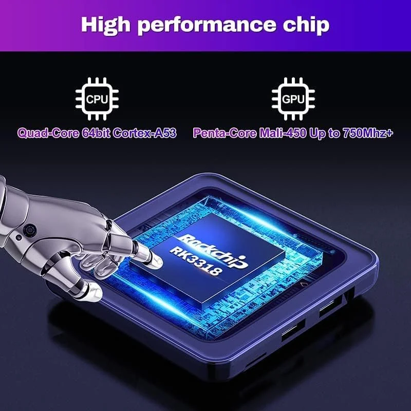 اندروید باکس تلویزیون AMITVA 11.0، مدل H96maxrk3318، پردازنده 64 بیتی چهار هسته‌ای، 4 گیگابایت رم، 64 گیگابایت رام، USB 3.0، بلوتوث 4.1، Ultra HD 4K HDR AV1، وای فای دو بانده 2.4G/5.8G، اترنت 100M، ست تاپ باکس، 4GB+32GB