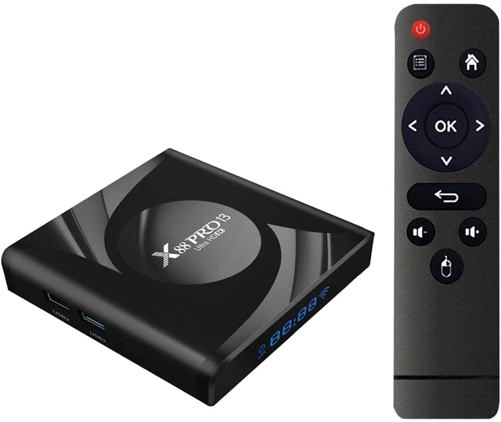 اندروید باکس تلویزیون AMITVA نسخه 12.0، رم 4 گیگابایت، حافظه داخلی 64 گیگابایت، باکس هوشمند تلویزیون RK3258 چهار هسته‌ای 64 بیتی Cortex-A55، پشتیبانی از خروجی 4K، وای‌فای دوگانه 2.4G/5.8Ghz، بلوتوث 4.0، USB 3.0، ست تاپ باکس، 4GB+64GB