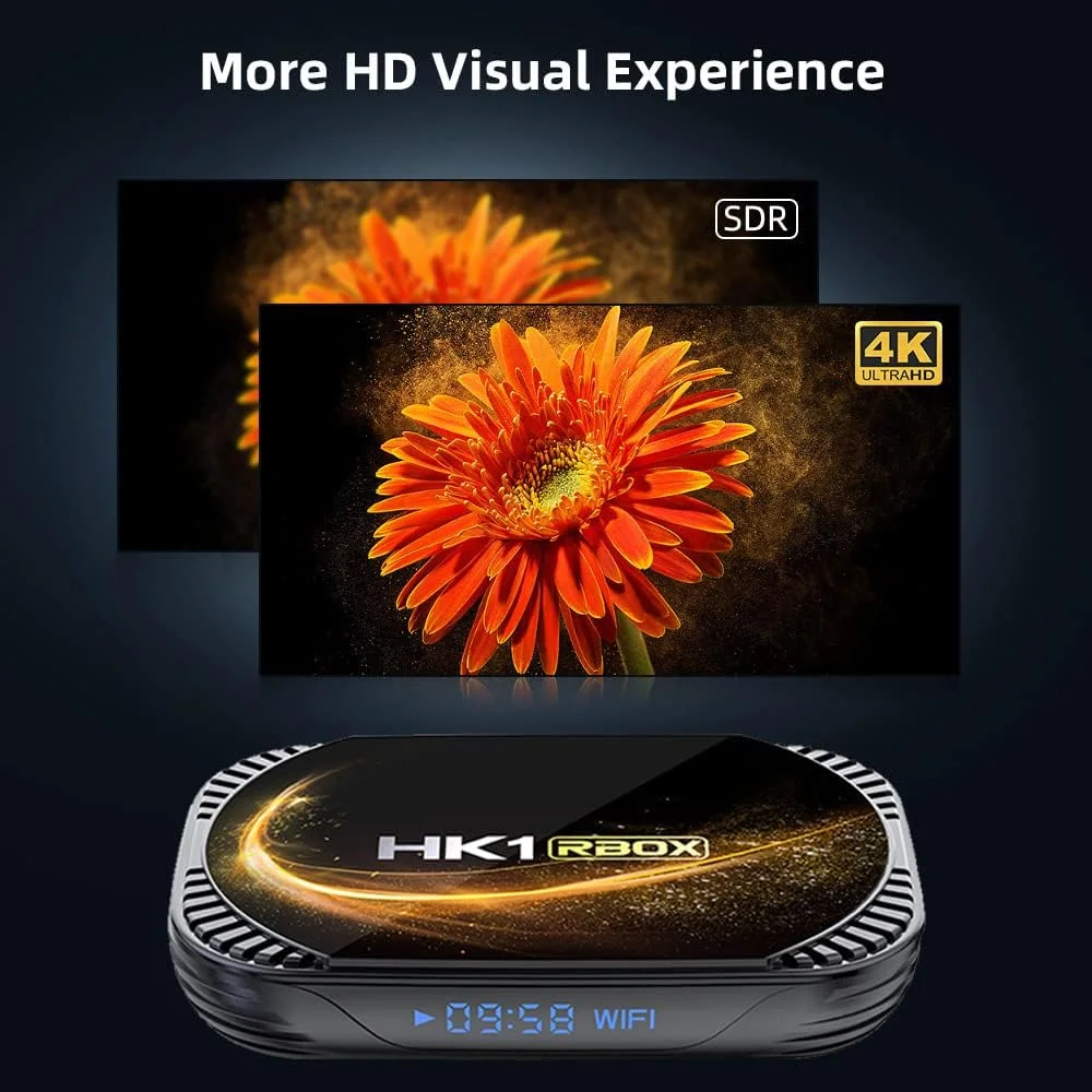 اندروید تی وی باکس 11.0، 2022 HK1 X4S TV با 4 گیگابایت رم و 128 گیگابایت حافظه داخلی، اسمارت باکس برای تلویزیون با تراشه S905X4، پشتیبانی از Ultra HD 8K/4K HDR H.265 AV1 USB 2.0 2.4G 5.8Ghz Wifi BT 5.0 به همراه مینی کیبورد وایرلس دارای نور پس زمینه، 4 گیگابایت + 128 گیگابایت