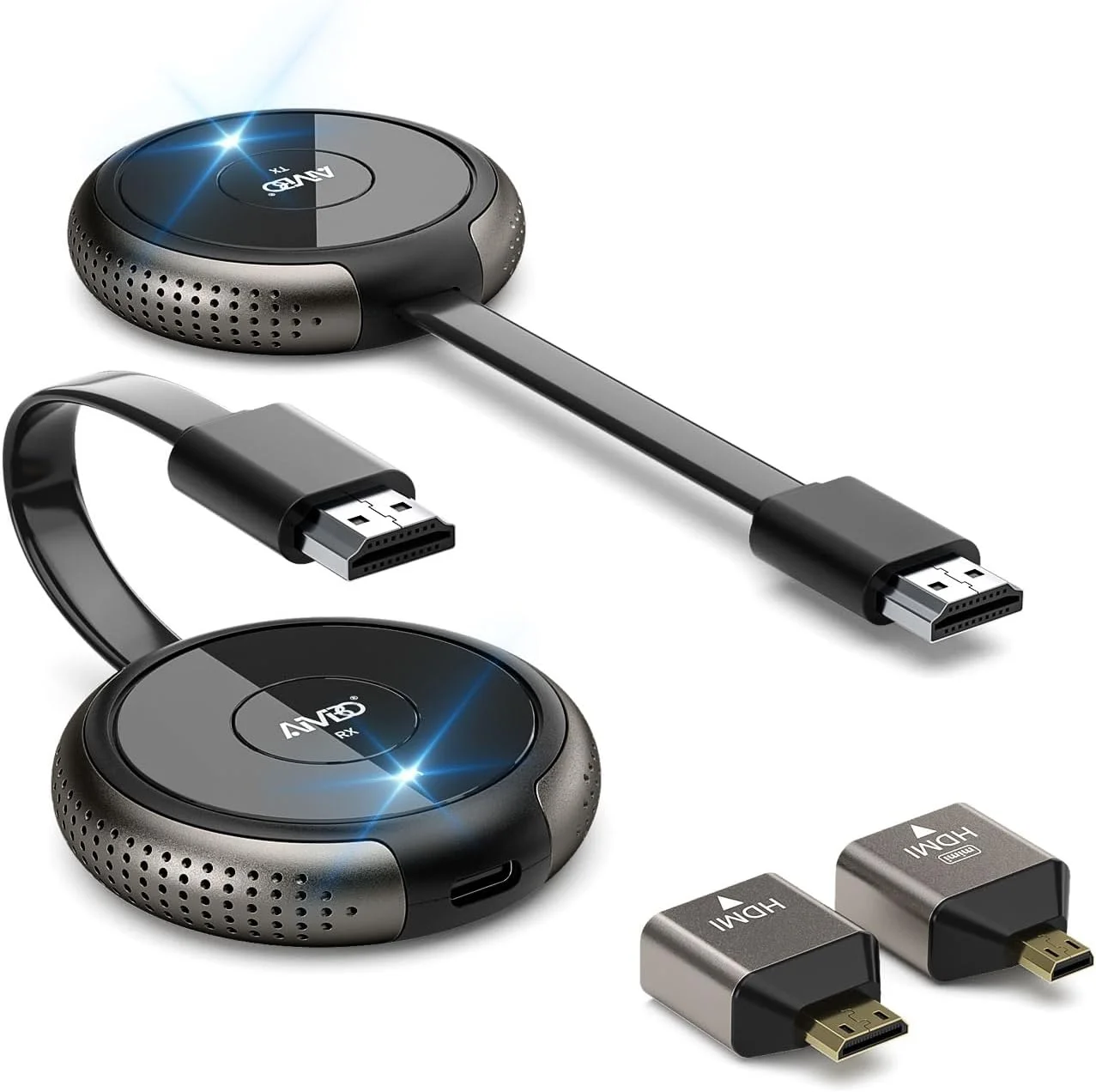 فرستنده و گیرنده HDMI بی سیم AIMIBO، کیت توسعه دهنده بی سیم HDMI 4K/5G برای پخش رسانه، ویدئو، صدا و فایل از تلفن، لپ تاپ، دوربین، جعبه کابل، نتفلیکس، PS5 به HDTV، مانیتور، پروژکتور، 50 متر