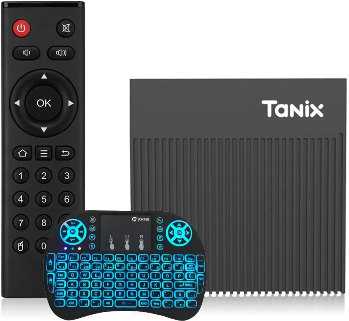 اندروید باکس تلویزیون AMITVA 11.0، 4 گیگابایت رم 64 گیگابایت حافظه داخلی، جعبه تلویزیون هوشمند Amlogic S905X4، پخش کننده رسانه ای پشتیبانی از وای فای 2.4G 5G Ultra HD 4K/ HDR/ 2*USB 2.0/ BT 5.0 به همراه مینی کیبورد بی سیم، 4 گیگابایت رم + 32 گیگابایت حافظه داخلی