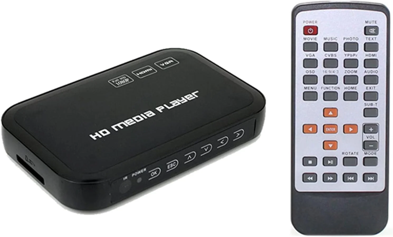 پخش کننده ویدئو رسانه ای HD 1080P - پورت VGA HD USB AV MMC/SD با کنترل از راه دور - پخش انتخابی و حافظه خودکار