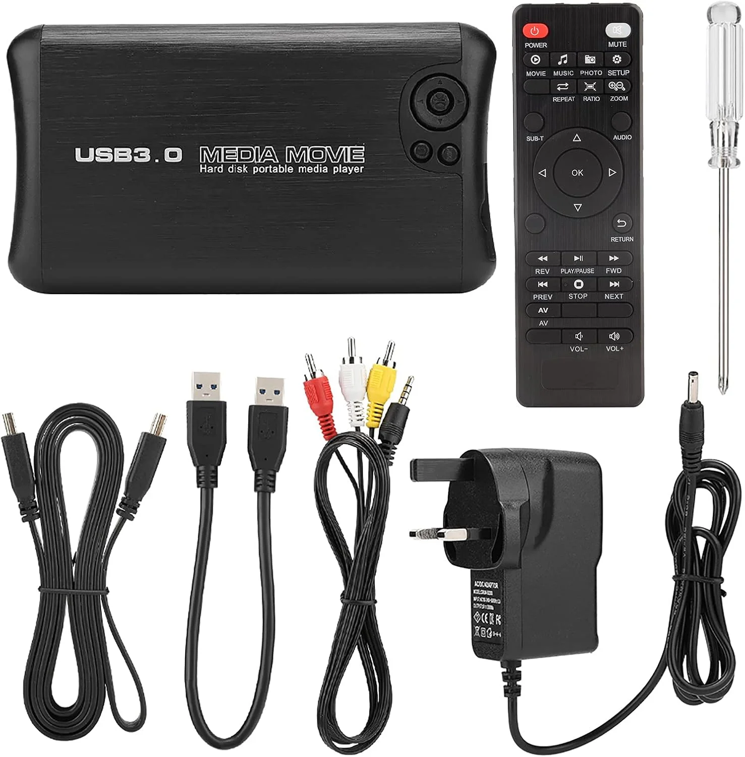 پخش کننده رسانه HD، جعبه پخش کننده رسانه HD SATA 2.5 اینچی، پخش کننده رسانه HDMI با حافظه 80 گیگابایتی، دستگاه های ذخیره سازی USB خارجی، پشتیبانی از خروجی HDMI و AV (UK)