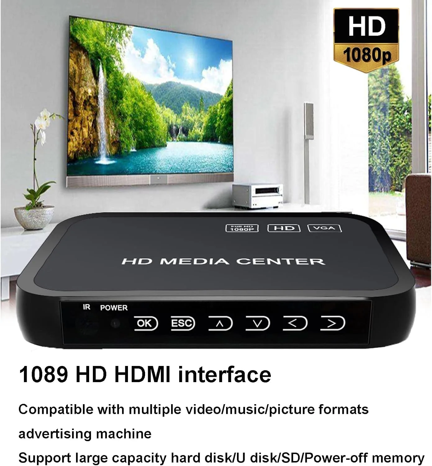پخش کننده ویدئو رسانه ای HD 1080P - پورت VGA HD USB AV MMC/SD با کنترل از راه دور - پخش انتخابی و حافظه خودکار