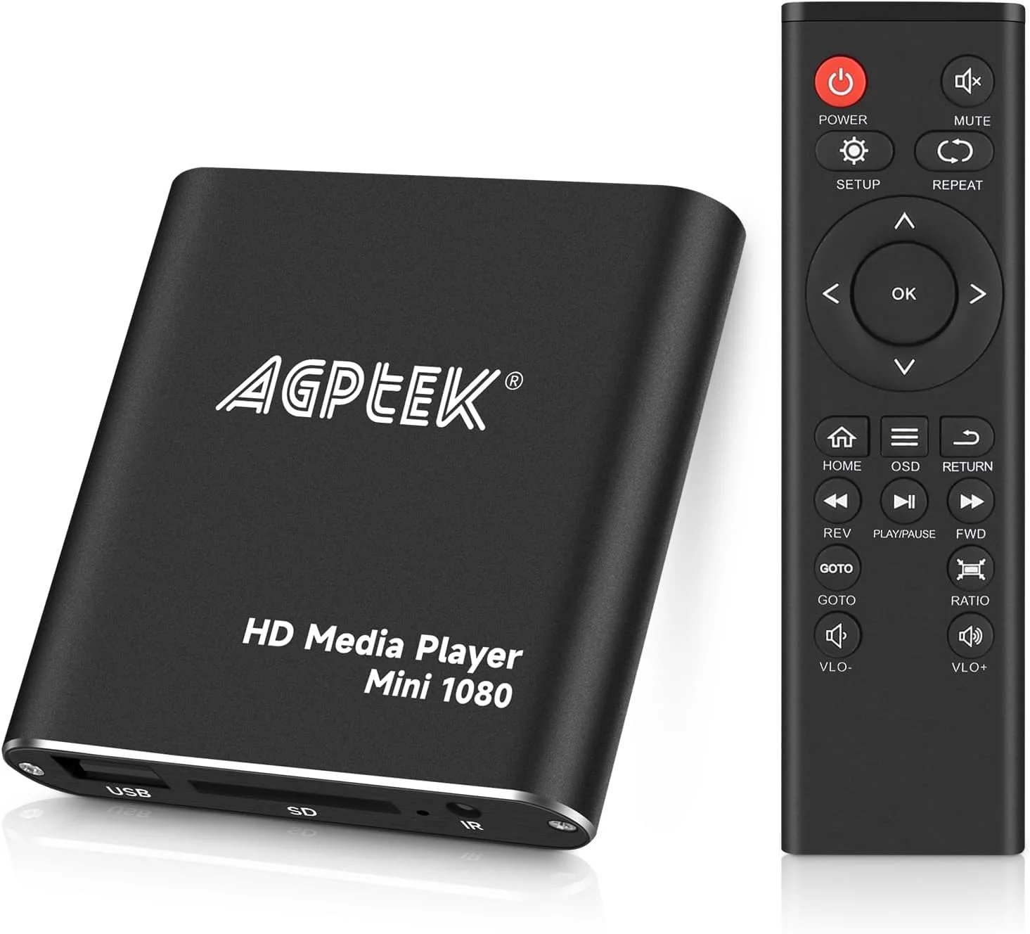 پخش کننده رسانه ای دیجیتال AGPtek Mini 1080p Full-HD Ultra HDMI برای MKV/RM HDD درایوهای USB و کارت های SD (مشکی)