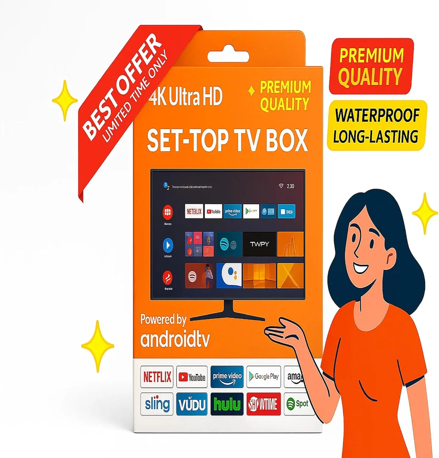 اندروید باکس 4K - دستگاه پخش جریانی Ultra HD با کنترل صوتی، پشتیبانی از یوتیوب، پرایم ویدیو و برنامه ها، نصب سریع و آسان - ایده آل برای سرگرمی خانگی در امارات