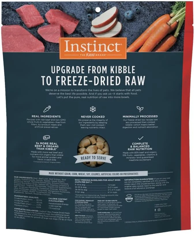 غذای سگ اینستینکت، غذای خشک شده انجمادی خام، بدون غلات