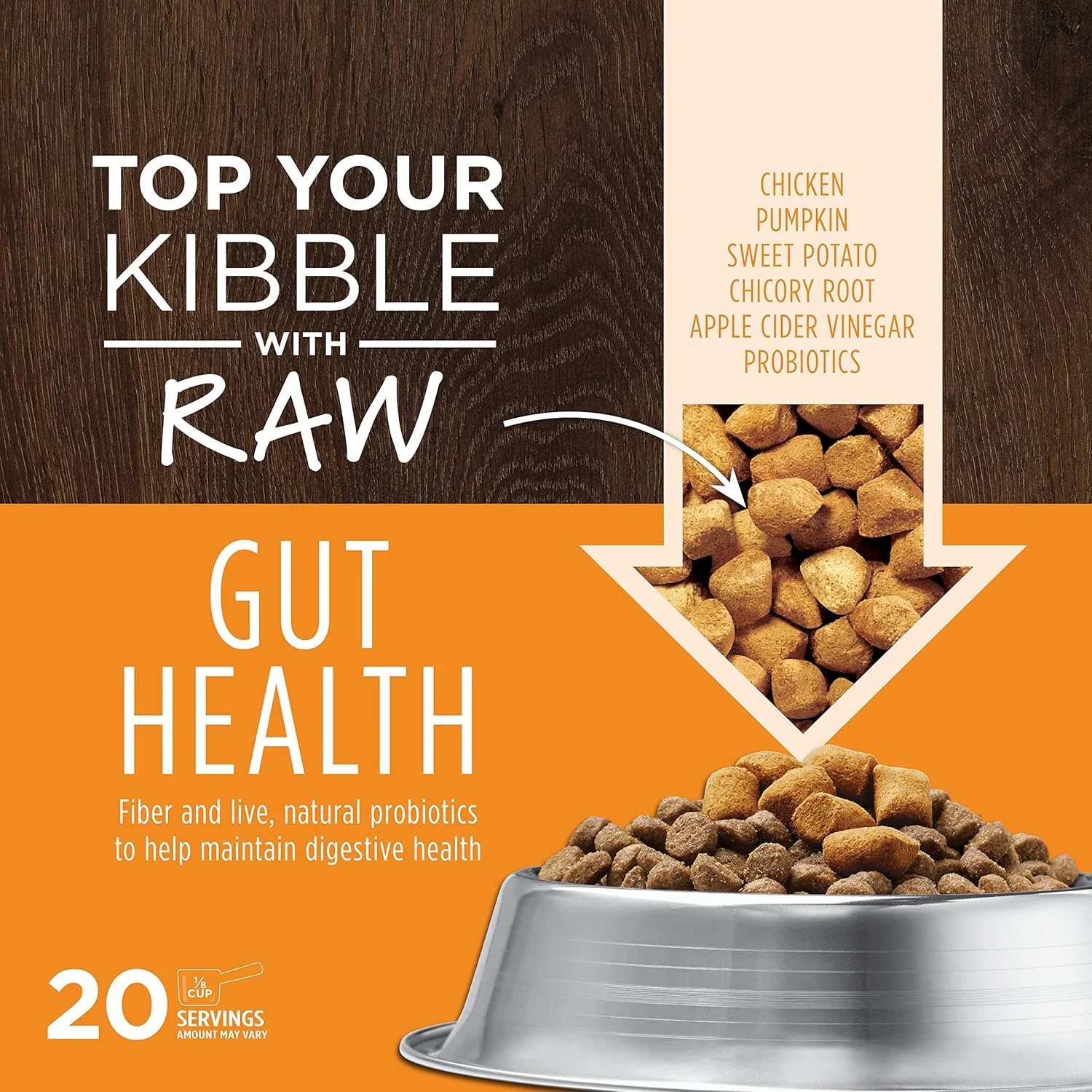 افزودنی غذای سگ خام خشک شده اینستینکت، بدون غلات، تقویت کننده سلامت روده، کاملا طبیعی، 156 گرم