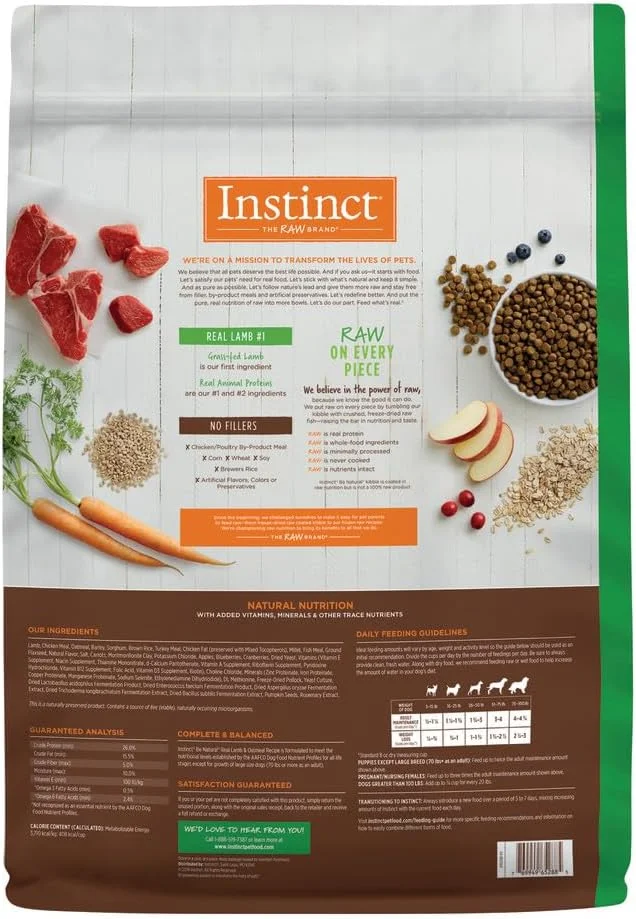 غذای خشک سگ با طعم بره Instinct Be Natural (قبلا Prairie by Nature's Variety) - 24 پوند