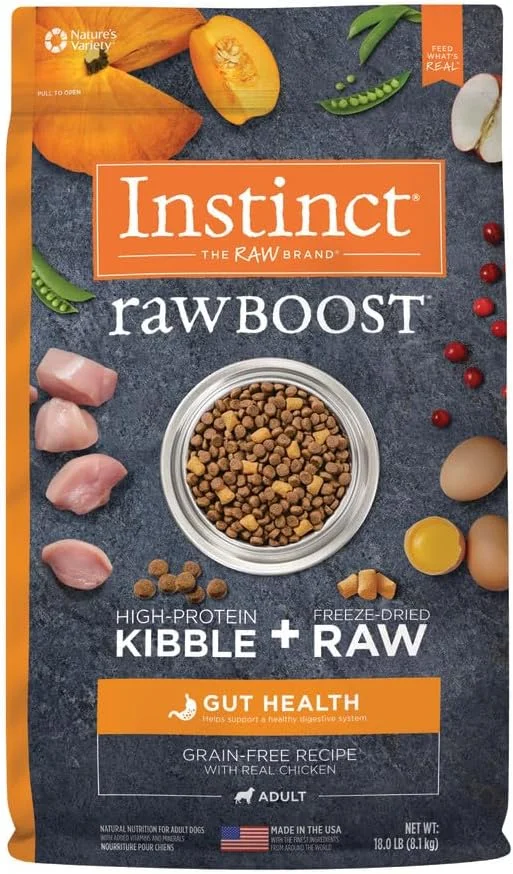 غذای خشک سگ با طعم مرغ Instinct Raw Boost Kibble برای سلامت روده 8.1 کیلوگرمی غذای خشک سگ با طعم مرغ Instinct Raw Boost Kibble برای سلامت روده 8.1 کیلوگرمی
