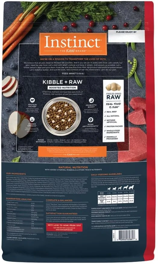 غذای خشک سگ با طعم گوشت گاو اینستینکت Raw Boost - وزن 4.5 کیلوگرم