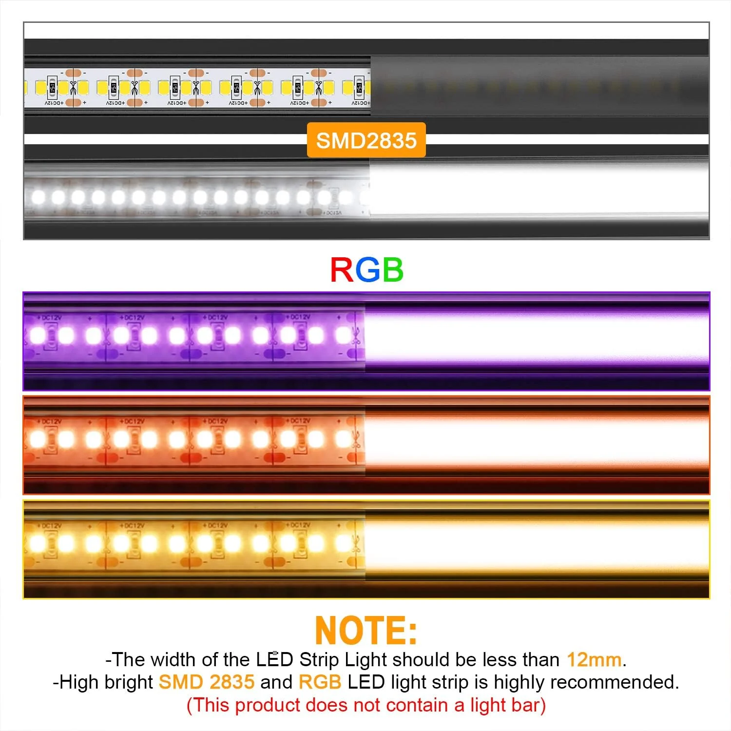 پروفیل LED Angdarun، کانال آلومینیومی بسته 10 عددی 1 متری/3.3 فوت، شکل V 45 درجه برای نوارهای چراغ LED با پوشش سیاه و درپوش انتهایی - تصویر 2