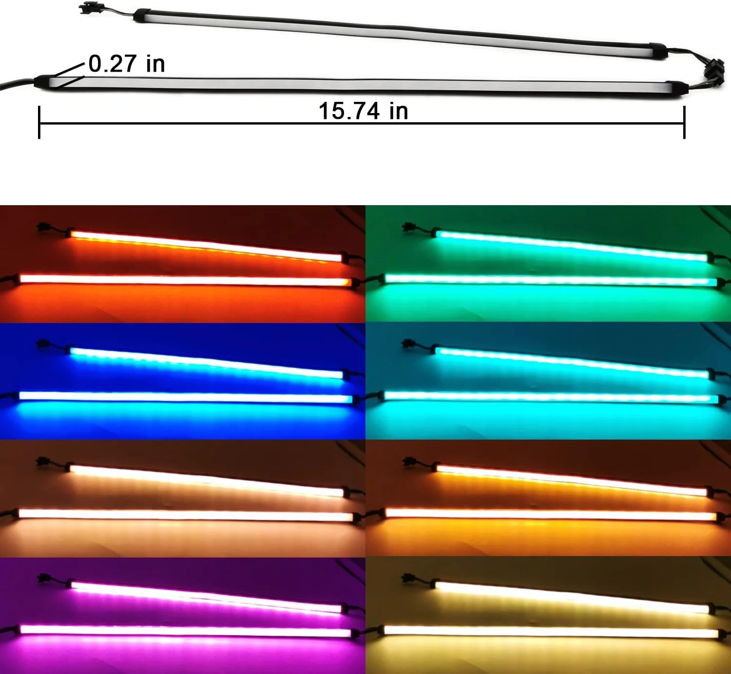 نوار LED نئون RGB ایرگو برای کامپیوتر، لوله لاستیکی سیلیکونی پخش کننده نور به ابعاد 40 x 1.4 x 0.7 سانتی متر، برای هدر RGB 4 پین 12 ولت، دارای براکت های مغناطیسی، نصب آسان - تصویر 2