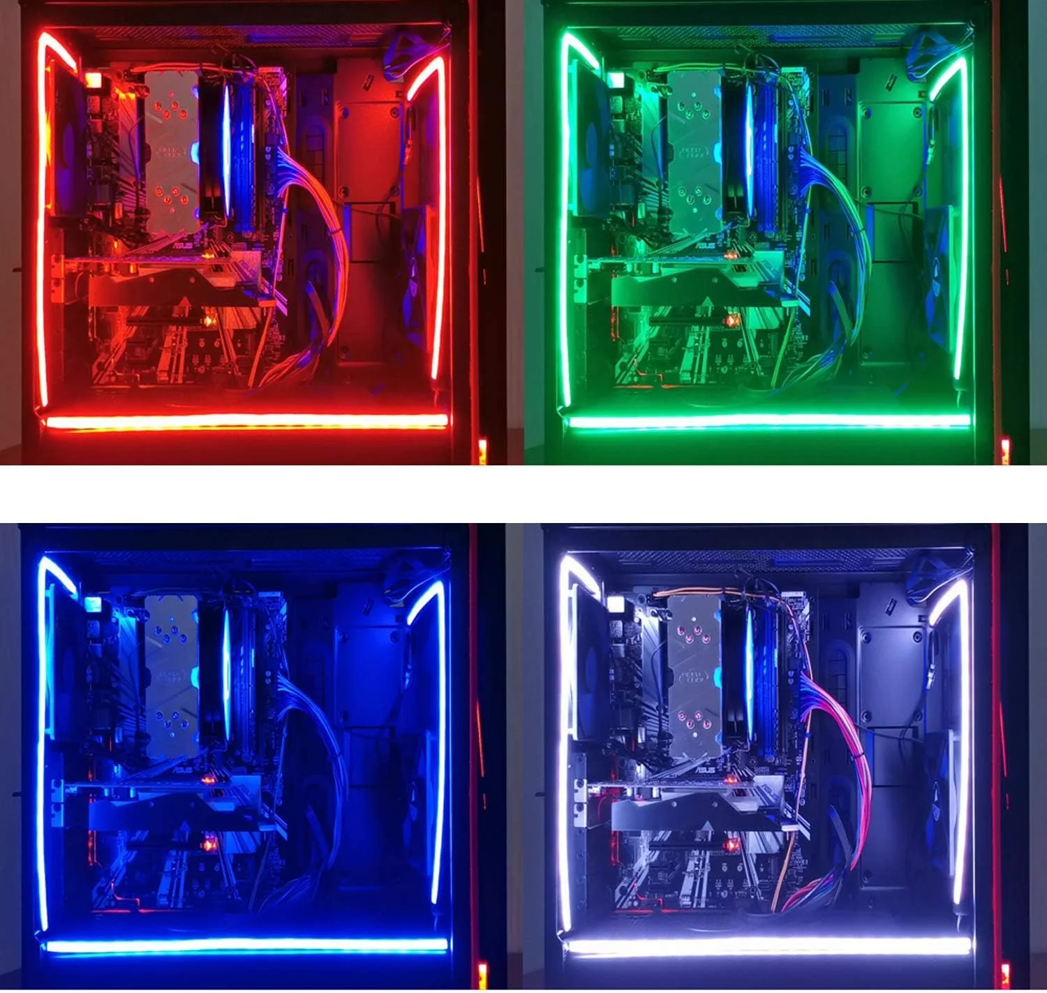 نوار LED نئون RGB ایرگو برای کامپیوتر، لوله لاستیکی سیلیکونی پخش کننده نور به ابعاد 40 x 1.4 x 0.7 سانتی متر، برای هدر RGB 4 پین 12 ولت، دارای براکت های مغناطیسی، نصب آسان - تصویر 3