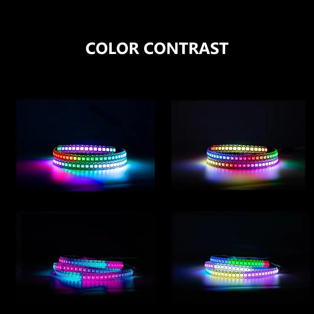 نوار LED آدرس پذیر تکی ADRESUNO WS2812b 5V، نوار RGB SMD5050، طول 1 متر، 144 پیکسل در متر، برد مدار چاپی مشکی، نوار پیکسل LED تمام رنگی غیر ضد آب برای اتاق خواب