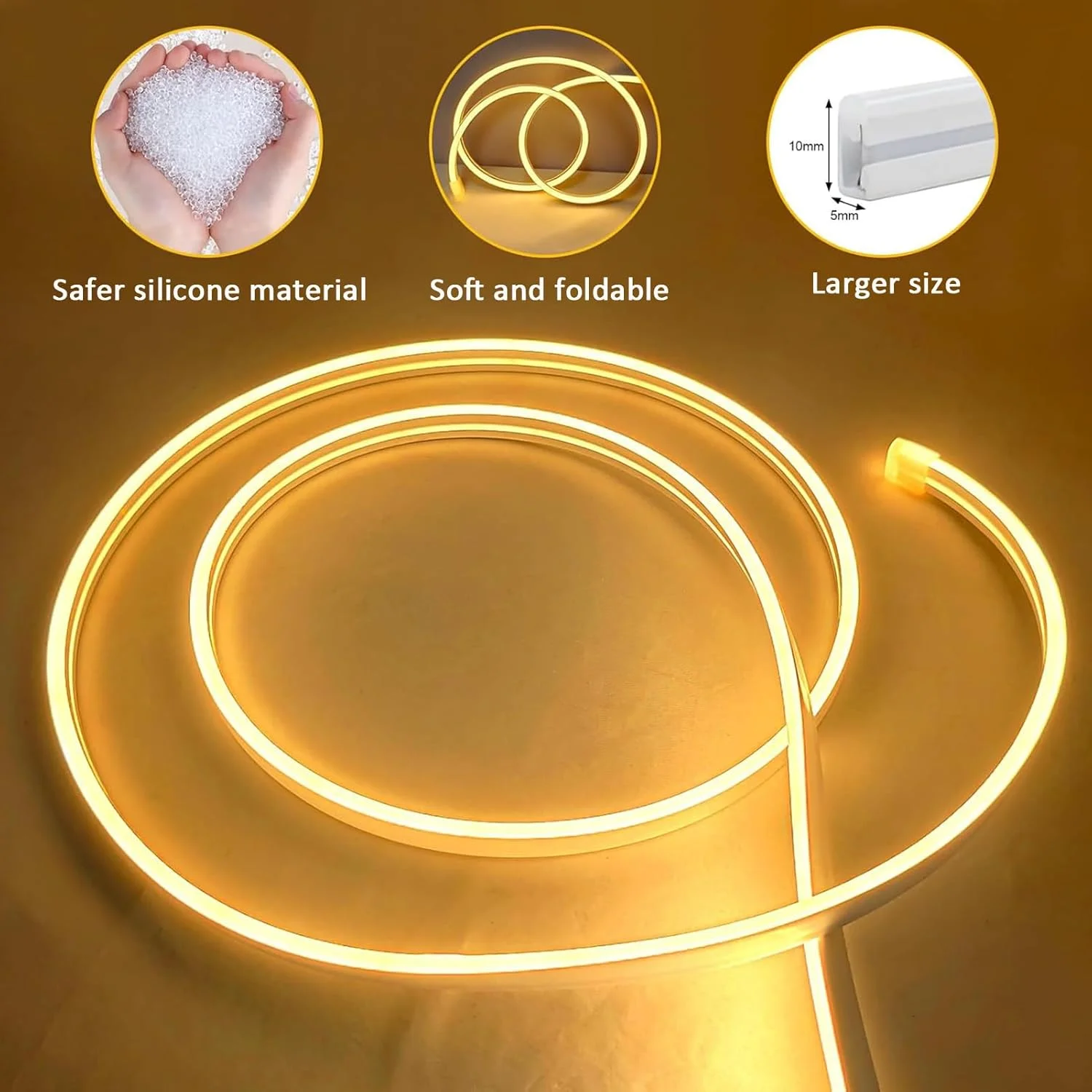 چراغ نواری ال ای دی USB آبودا، 3 متر نوار نئون ضد آب، چراغ نواری ولتاژ پایین 5 ولت برای اتاق خواب، اتاق نشیمن یا مهمانی. (نور گرم، 3000K)