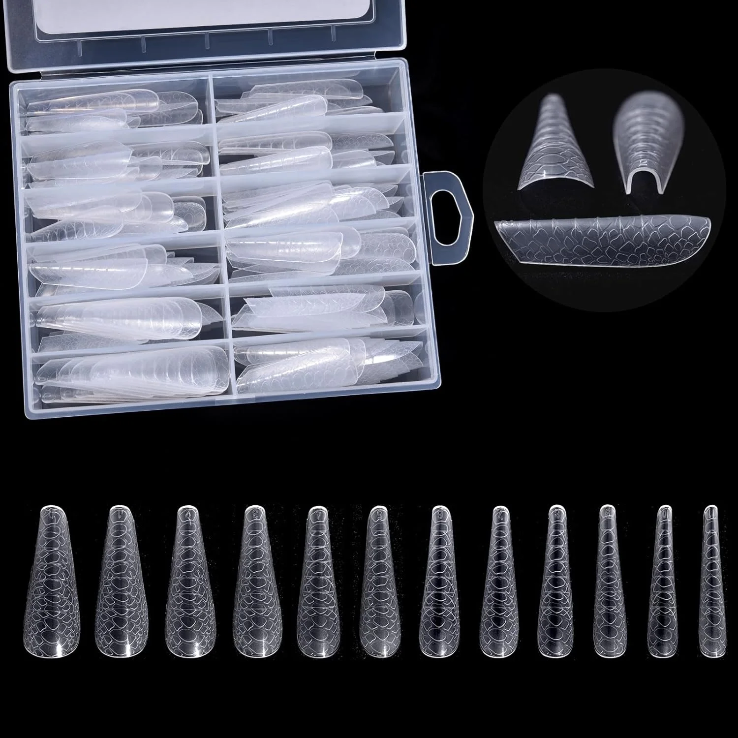 قالب های کاشت ناخن طرح پوست ماری KADS، 120 عددی - قالب های دوتایی برای پلی ژل و اکریلیک، تیپ های پوشش کامل 12 سایز قالب ناخن قابل استفاده مجدد برای مانیکور DIY و اکستنشن حرفه ای (بیضی، 120 عدد) قالب های کاشت ناخن طرح پوست ماری KADS، 120 عددی - قالب های دوتایی برای پلی ژل و اکریلیک، تیپ های پوشش کامل 12 سایز قالب ناخن قابل استفاده مجدد برای مانیکور DIY و اکستنشن حرفه ای (بیضی، 120 عدد)