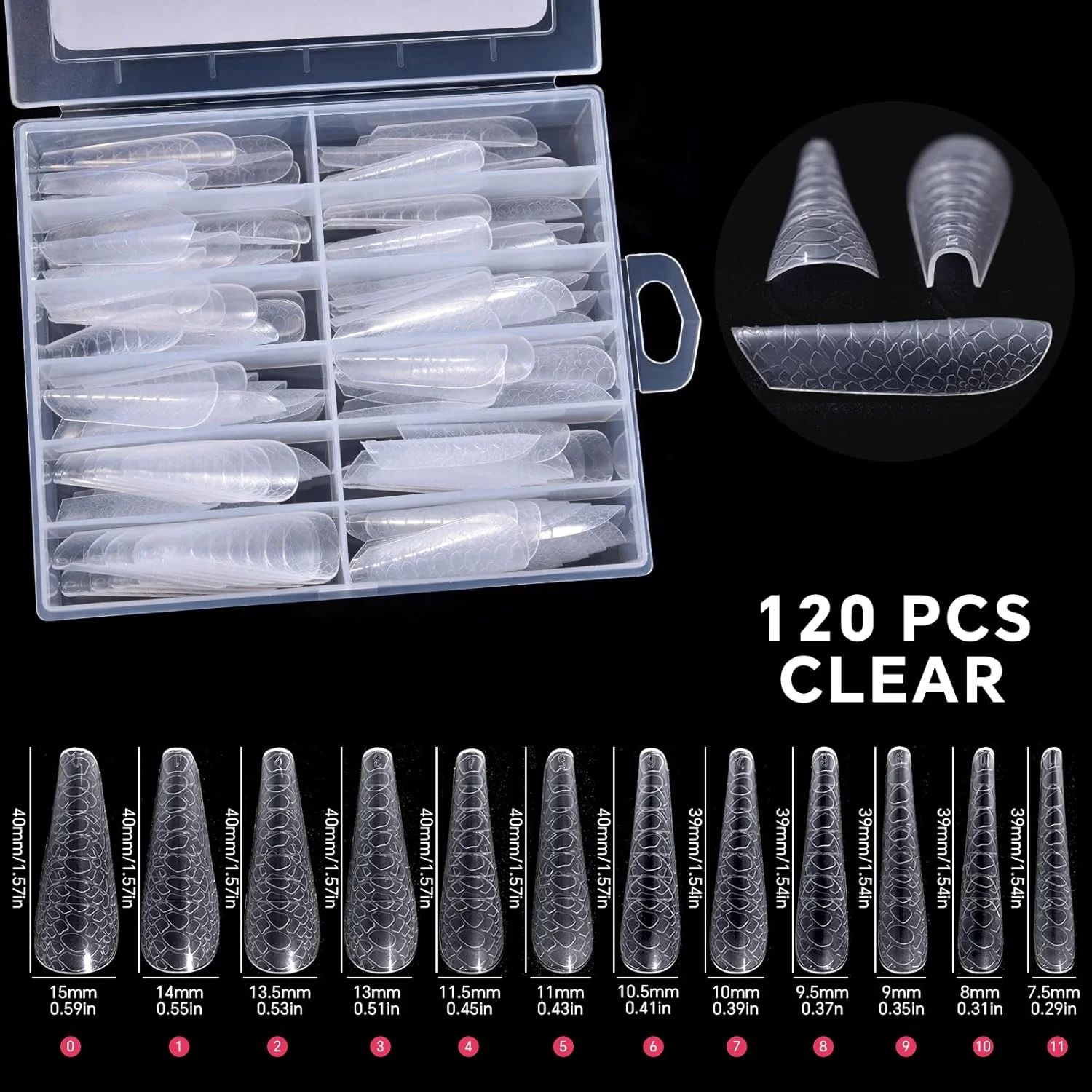 قالب های کاشت ناخن طرح پوست ماری KADS، 120 عددی - قالب های دوتایی برای پلی ژل و اکریلیک، تیپ های پوشش کامل 12 سایز قالب ناخن قابل استفاده مجدد برای مانیکور DIY و اکستنشن حرفه ای (بیضی، 120 عدد) قالب های کاشت ناخن طرح پوست ماری KADS، 120 عددی - قالب های دوتایی برای پلی ژل و اکریلیک، تیپ های پوشش کامل 12 سایز قالب ناخن قابل استفاده مجدد برای مانیکور DIY و اکستنشن حرفه ای (بیضی، 120 عدد)