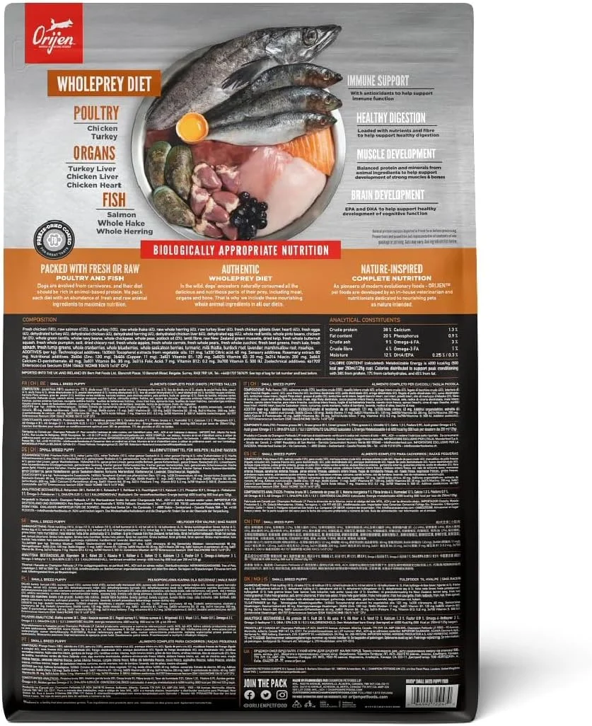 غذای خشک سگ نژاد کوچک اوریجن مخصوص توله سگ وزن ۱.۸ کیلوگرم