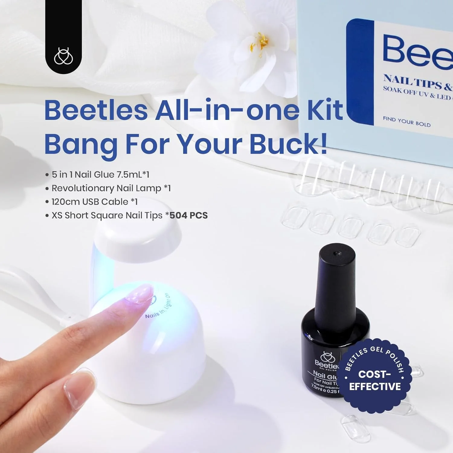 کیت تیپ ناخن ژلی Beetles، مدل مربعی، 500 عدد تیپ ناخن از پیش فرم داده شده، مربعی خیلی کوتاه به همراه چسب ژل چند منظوره 5 در 1 و لامپ UV LED ناخن کیت تیپ ناخن ژلی Beetles، مدل مربعی، 500 عدد تیپ ناخن از پیش فرم داده شده، مربعی خیلی کوتاه به همراه چسب ژل چند منظوره 5 در 1 و لامپ UV LED ناخن