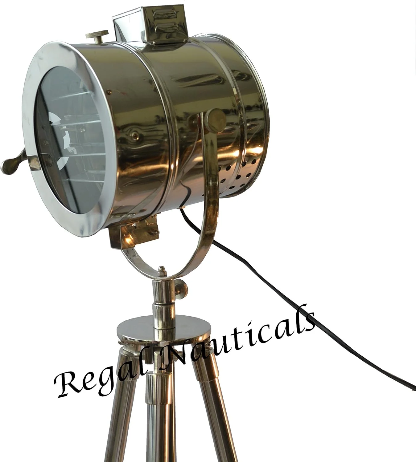 چراغ نورافکن ایستاده نیکلی Regal Nauticals - چراغ ایستاده، چراغ صنعتی، دکور فیلم، چراغ سه پایه، چراغ بزرگ، چراغ مدرن، روشنایی منزل
