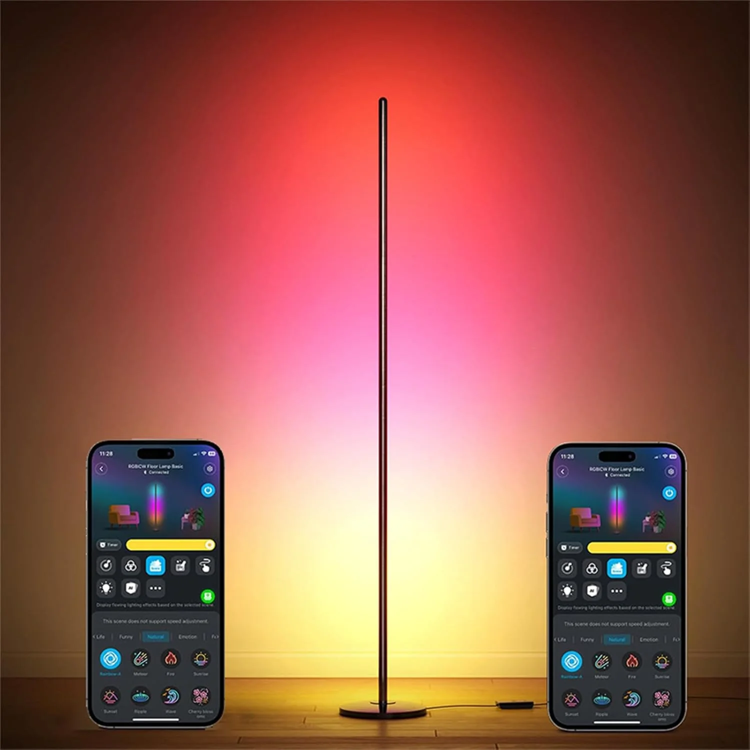 چراغ ایستاده MOTIM، چراغ گوشه LED، چراغ ایستاده تغییر رنگ برای اتاق خواب اتاق نشیمن مشکی