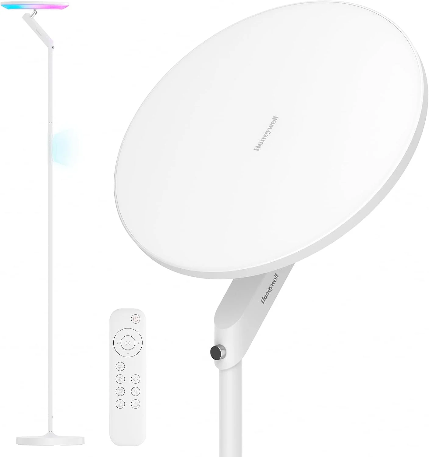 چراغ ایستاده LED هانیول 3000LM، چراغ های ایستاده Torchiere با کنترل از راه دور، چراغ مطالعه محافظ چشم F2 Sunturalux™ 40W، چراغ ایستاده RGB با 6 حالت RGB 2700-5000K برای اتاق خواب، اتاق نشیمن، دفتر کار، سفید
