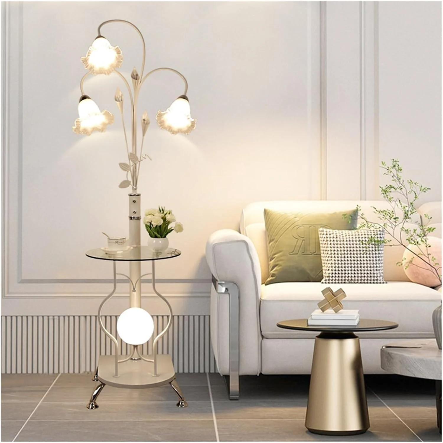 مصباح قائم مدرن فلزی/شیشه ای LED، میز کنار مبلی و چراغ ایستاده، مناسب اتاق نشیمن با پایه های مبلمان سخت افزاری، برای اتاق خواب یا دفتر کار مصباح قراءة عصري (سفید) مصباح قائم مدرن فلزی/شیشه ای LED، میز کنار مبلی و چراغ ایستاده، مناسب اتاق نشیمن با پایه های مبلمان سخت افزاری، برای اتاق خواب یا دفتر کار مصباح قراءة عصري (سفید)