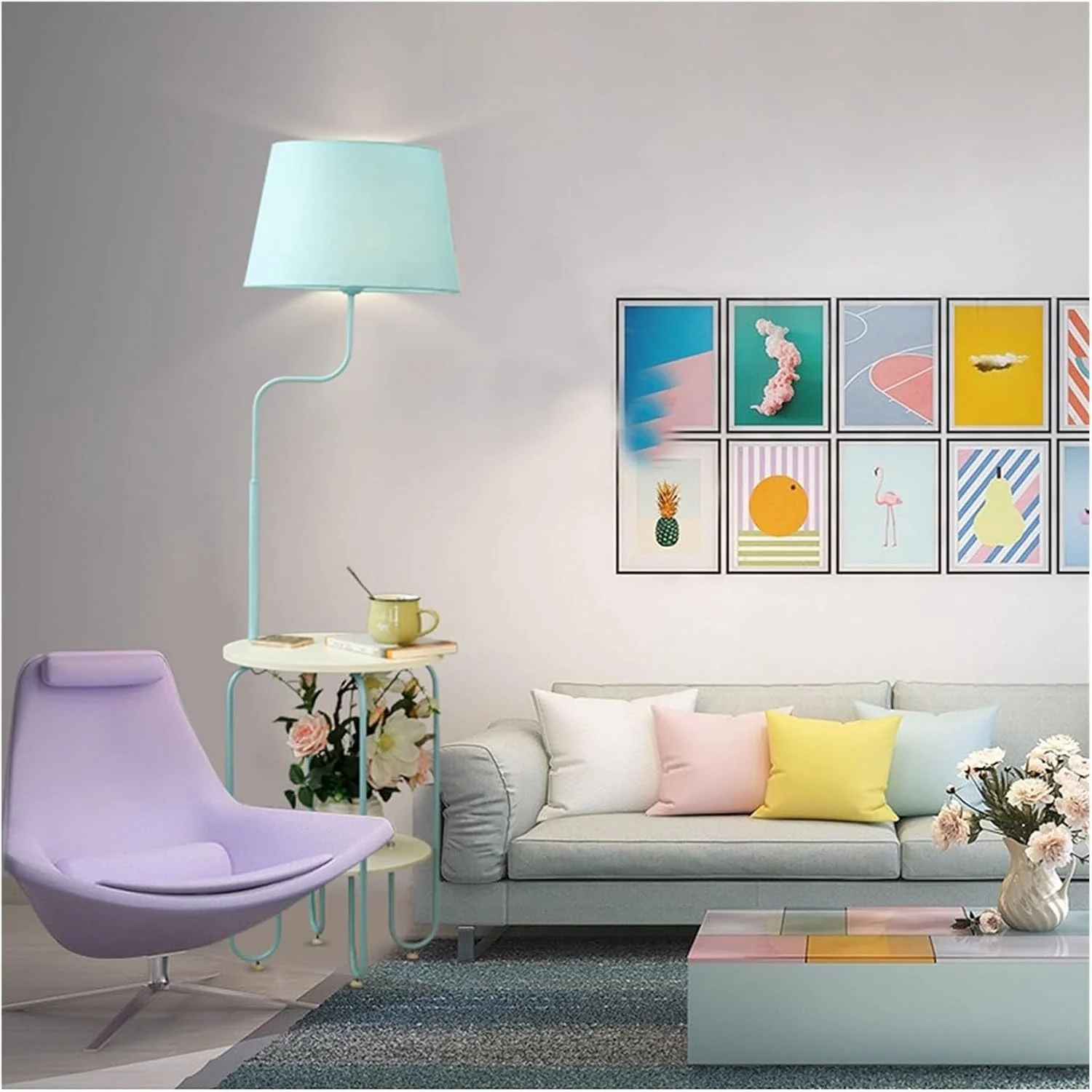 مصباح ایستاده قائم با میز کناری و ایستگاه شارژ، کنار تختی با چراغ متصل، میز کوچک کنار تخت خواب مصباح قراءة عصري (آبی) مصباح ایستاده قائم با میز کناری و ایستگاه شارژ، کنار تختی با چراغ متصل، میز کوچک کنار تخت خواب مصباح قراءة عصري (آبی)