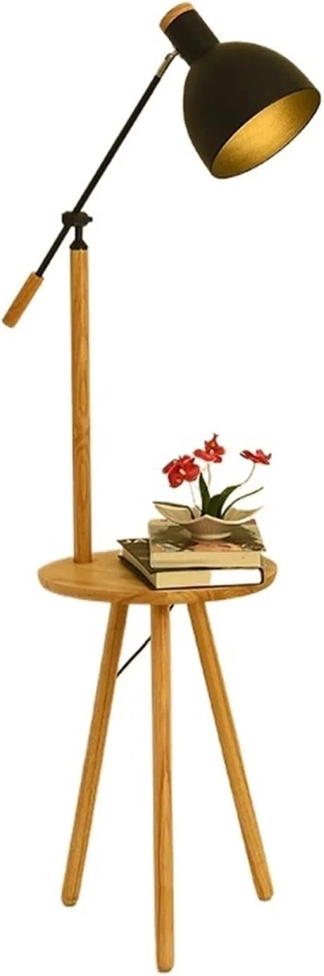 چراغ ایستاده صنعتی مصباح قائم، چراغ های مدرن با سایه آهنی و پایه قفسه چوبی، چراغ مطالعه مدرن (مشکی) چراغ ایستاده صنعتی مصباح قائم، چراغ های مدرن با سایه آهنی و پایه قفسه چوبی، چراغ مطالعه مدرن (مشکی)