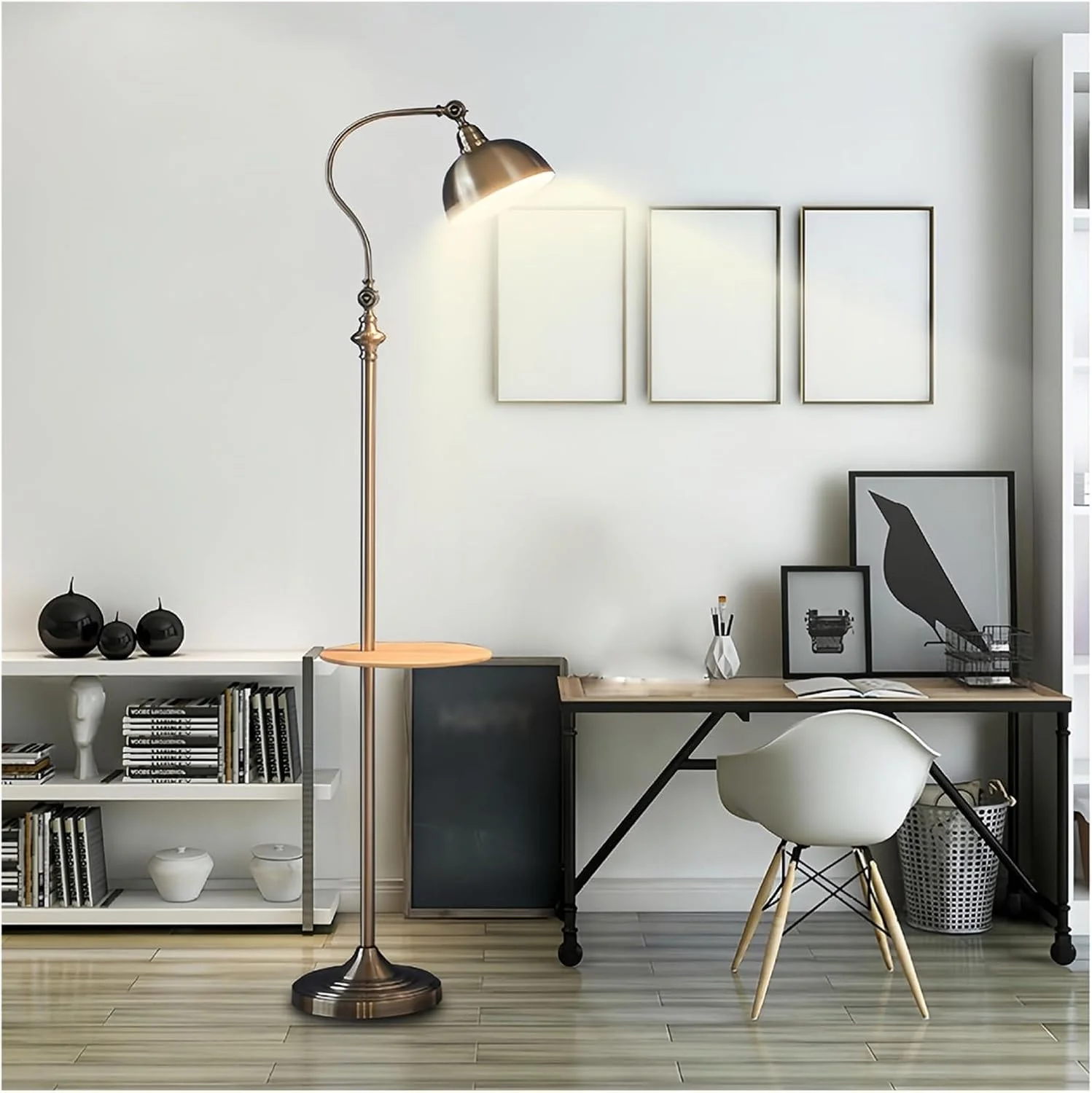 مصباح ایستاده مدرن و شیک مصباح قائم با سینی و میز، مناسب برای اتاق نشیمن، اتاق خواب، دفتر کار، کافه و اتاق مطالعه - مصباح قراءة عصري مصباح ایستاده مدرن و شیک مصباح قائم با سینی و میز، مناسب برای اتاق نشیمن، اتاق خواب، دفتر کار، کافه و اتاق مطالعه - مصباح قراءة عصري