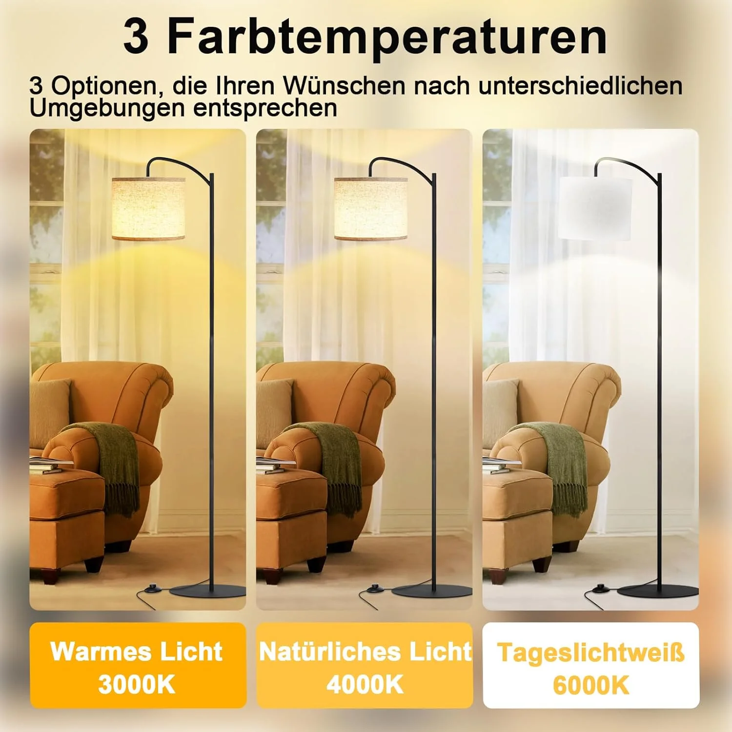 چراغ ایستاده LED با سایه پارچه ای کتان بژ، چراغ ایستاده مدرن اتاق نشیمن، دمای رنگ و روشنایی قابل تنظیم، چراغ مطالعه با کنترل از راه دور و سوئیچ پدالی برای اتاق خواب چراغ ایستاده LED با سایه پارچه ای کتان بژ، چراغ ایستاده مدرن اتاق نشیمن، دمای رنگ و روشنایی قابل تنظیم، چراغ مطالعه با کنترل از راه دور و سوئیچ پدالی برای اتاق خواب