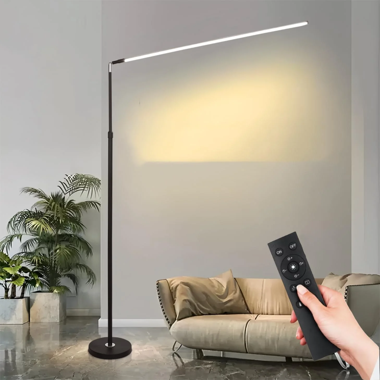 چراغ ایستاده LED هوشمند DingdingTZ با قابلیت تنظیم نور و کنترل از راه دور، چراغ ایستاده فوق العاده نازک مدرن با 3 دمای رنگی در یک چراغ ایستاده LED برای مطالعه، اتاق نشیمن، اتاق خواب و دفاتر چراغ ایستاده LED هوشمند DingdingTZ با قابلیت تنظیم نور و کنترل از راه دور، چراغ ایستاده فوق العاده نازک مدرن با 3 دمای رنگی در یک چراغ ایستاده LED برای مطالعه، اتاق نشیمن، اتاق خواب و دفاتر