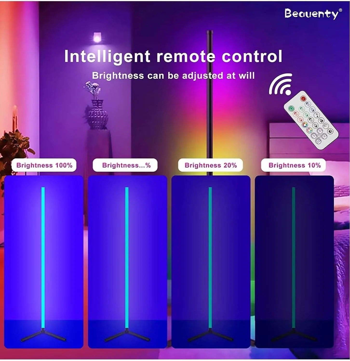 چراغ ایستاده گوشه ای، چراغ ایستاده 150 سانتی متری با قابلیت تنظیم نور، چراغ گوشه ای LED تغییر رنگ RGB مینیمالیستی با حالت موسیقی، کنترل از طریق برنامه و ریموت، چراغ ایستاده مدرن برای اتاق نشیمن، اتاق خواب و دکوراسیون منزل چراغ ایستاده گوشه ای، چراغ ایستاده 150 سانتی متری با قابلیت تنظیم نور، چراغ گوشه ای LED تغییر رنگ RGB مینیمالیستی با حالت موسیقی، کنترل از طریق برنامه و ریموت، چراغ ایستاده مدرن برای اتاق نشیمن، اتاق خواب و دکوراسیون منزل