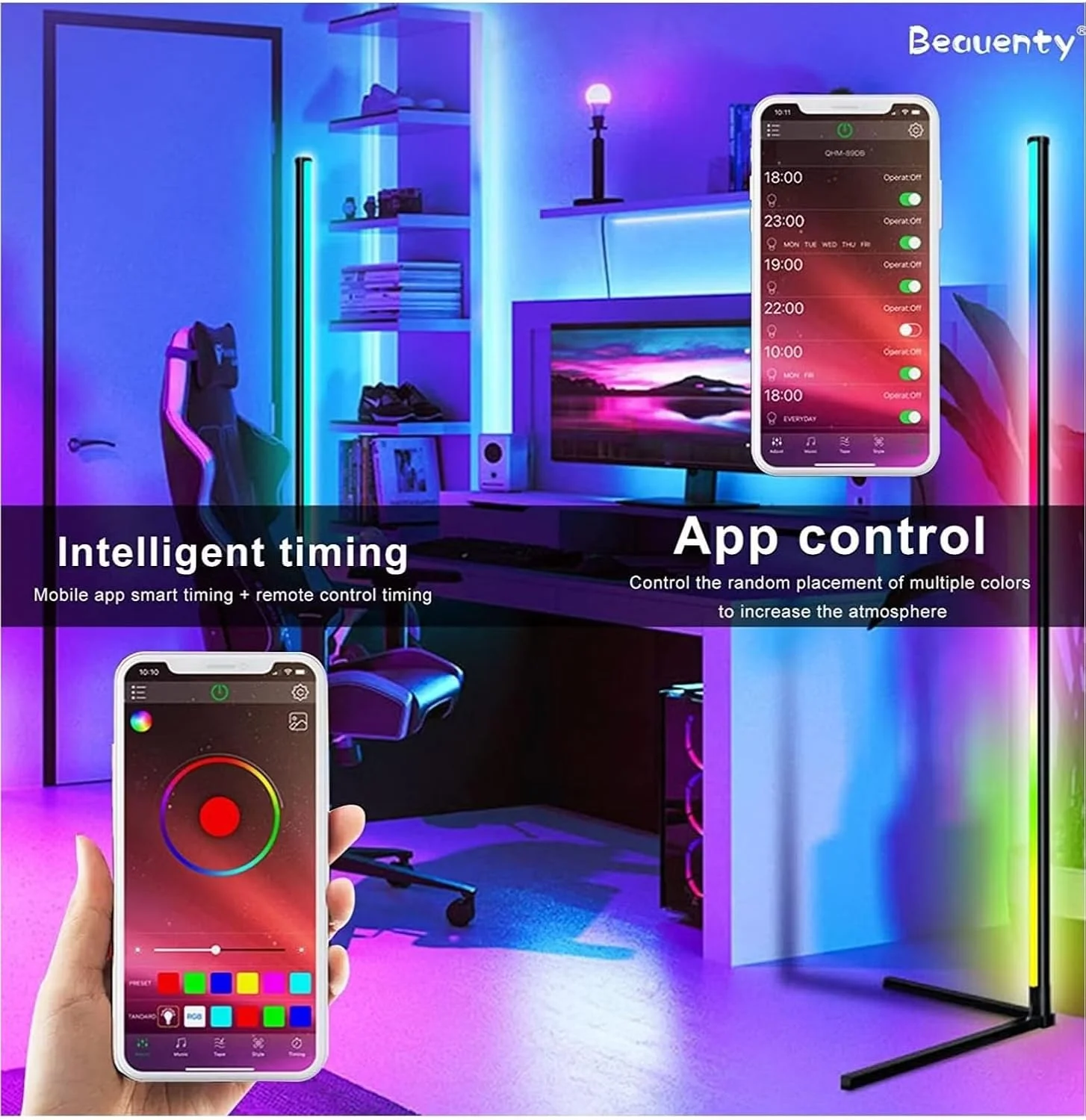 چراغ ایستاده گوشه ای، چراغ ایستاده 150 سانتی متری با قابلیت تنظیم نور، چراغ گوشه ای LED تغییر رنگ RGB مینیمالیستی با حالت موسیقی، کنترل از طریق برنامه و ریموت، چراغ ایستاده مدرن برای اتاق نشیمن، اتاق خواب و دکوراسیون منزل چراغ ایستاده گوشه ای، چراغ ایستاده 150 سانتی متری با قابلیت تنظیم نور، چراغ گوشه ای LED تغییر رنگ RGB مینیمالیستی با حالت موسیقی، کنترل از طریق برنامه و ریموت، چراغ ایستاده مدرن برای اتاق نشیمن، اتاق خواب و دکوراسیون منزل