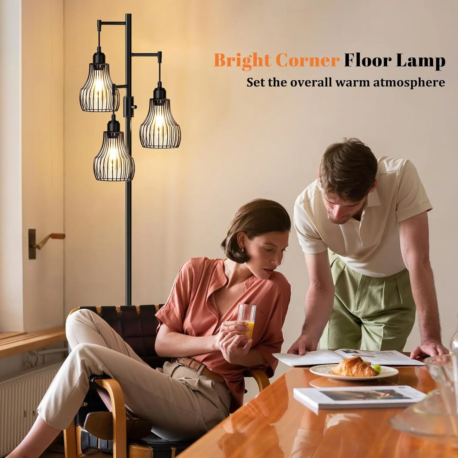 چراغ ایستاده دیمردار، شامل 3 عدد لامپ ادیسونی LED با نور 800 لومن، چراغ درختی ایستاده به سبک صنعتی و روستایی با قفسه های زیبا، مناسب برای اتاق نشیمن، اتاق خواب و دفتر کار - مشکی چراغ ایستاده دیمردار، شامل 3 عدد لامپ ادیسونی LED با نور 800 لومن، چراغ درختی ایستاده به سبک صنعتی و روستایی با قفسه های زیبا، مناسب برای اتاق نشیمن، اتاق خواب و دفتر کار - مشکی