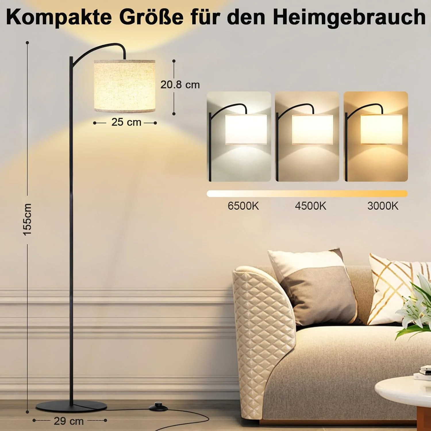 چراغ ایستاده LED با سایه پارچه ای کتان بژ، چراغ ایستاده مدرن اتاق نشیمن، دمای رنگ و روشنایی قابل تنظیم، چراغ مطالعه با کنترل از راه دور و سوئیچ پدالی برای اتاق خواب چراغ ایستاده LED با سایه پارچه ای کتان بژ، چراغ ایستاده مدرن اتاق نشیمن، دمای رنگ و روشنایی قابل تنظیم، چراغ مطالعه با کنترل از راه دور و سوئیچ پدالی برای اتاق خواب