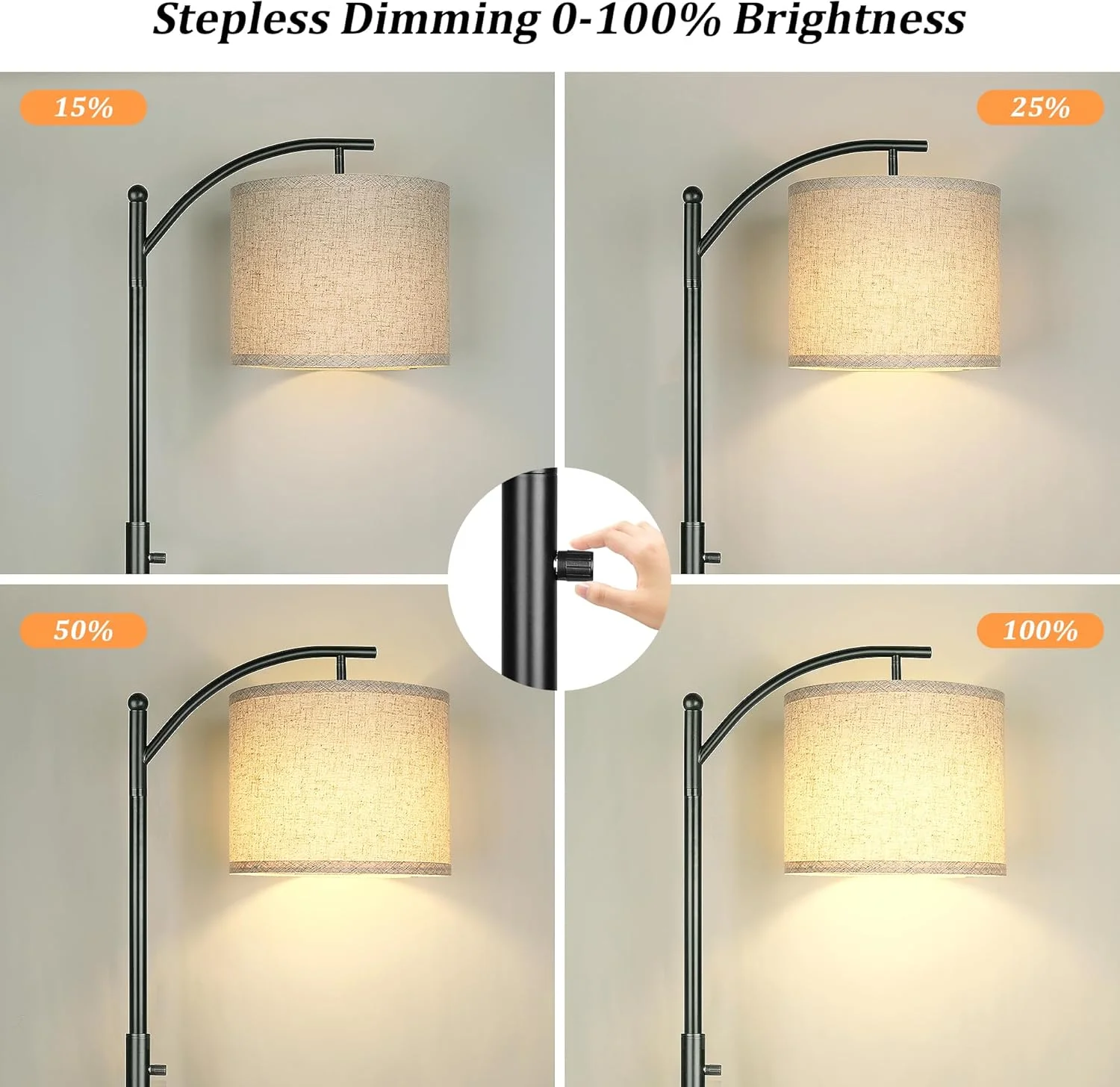 چراغ ایستاده کم نور شونده، چراغ ایستاده کمانی برای اتاق نشیمن، چراغ ایستاده مدرن با قابلیت تنظیم نور پیوسته با سایه پارچه ای کتانی، چراغ بلند برای اتاق خواب، دفتر کار، اتاق غذاخوری، مشکی چراغ ایستاده کم نور شونده، چراغ ایستاده کمانی برای اتاق نشیمن، چراغ ایستاده مدرن با قابلیت تنظیم نور پیوسته با سایه پارچه ای کتانی، چراغ بلند برای اتاق خواب، دفتر کار، اتاق غذاخوری، مشکی