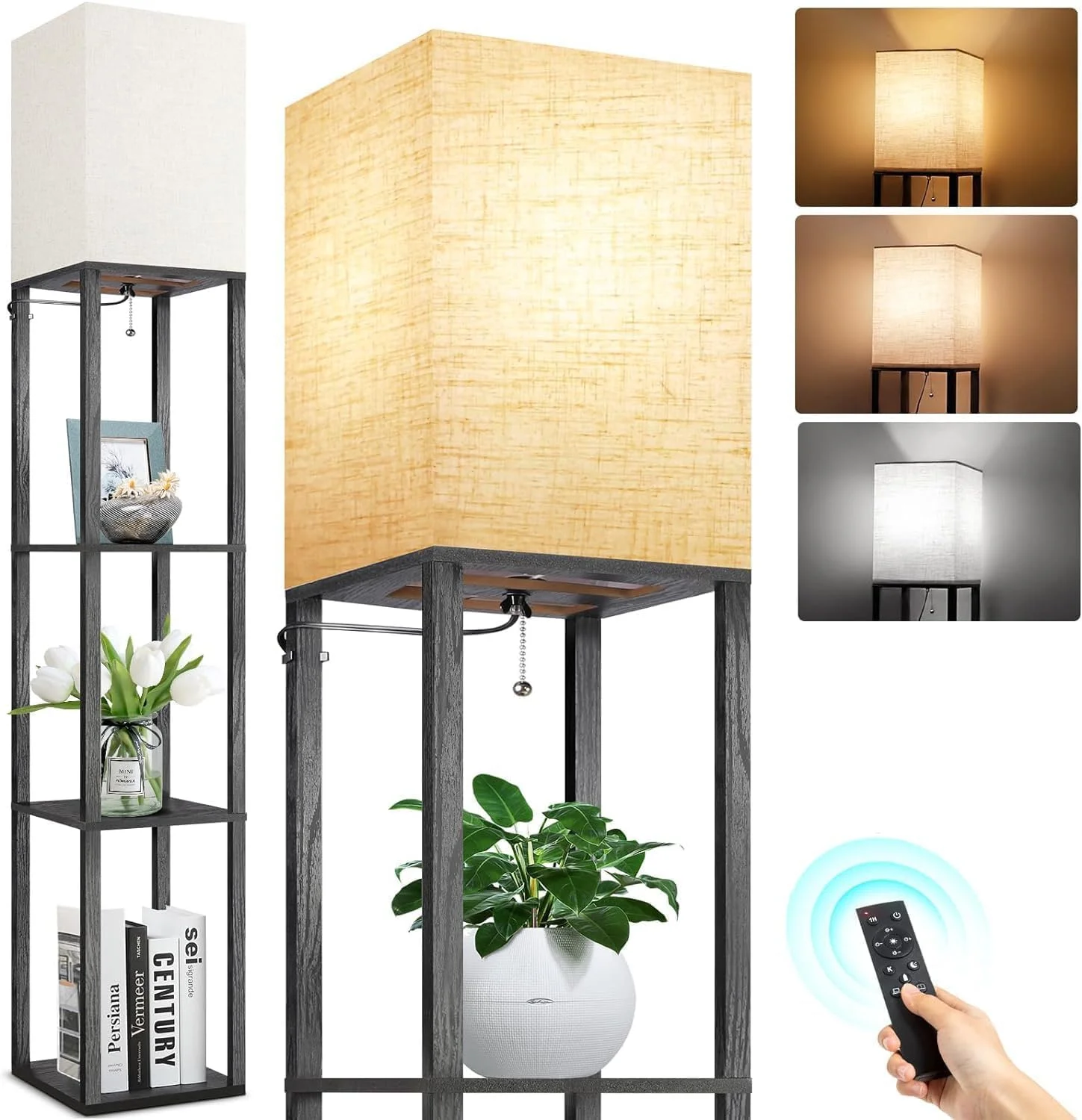 چراغ ایستاده دیمردار با قفسه و کنترل از راه دور، لامپ LED با 3 دمای رنگ و کلاهک پارچه ای کتانی، چراغ ایستاده LED مدرن و بلند با قفسه برای نگهداری وسایل، مناسب برای اتاق نشیمن، اتاق خواب و دفتر کار چراغ ایستاده دیمردار با قفسه و کنترل از راه دور، لامپ LED با 3 دمای رنگ و کلاهک پارچه ای کتانی، چراغ ایستاده LED مدرن و بلند با قفسه برای نگهداری وسایل، مناسب برای اتاق نشیمن، اتاق خواب و دفتر کار