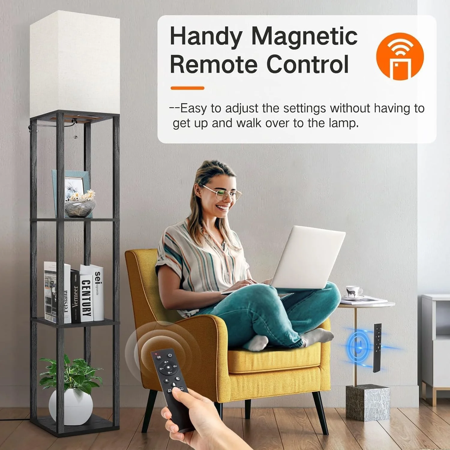 چراغ ایستاده دیمردار با قفسه و کنترل از راه دور، لامپ LED با 3 دمای رنگ و کلاهک پارچه ای کتانی، چراغ ایستاده LED مدرن و بلند با قفسه برای نگهداری وسایل، مناسب برای اتاق نشیمن، اتاق خواب و دفتر کار چراغ ایستاده دیمردار با قفسه و کنترل از راه دور، لامپ LED با 3 دمای رنگ و کلاهک پارچه ای کتانی، چراغ ایستاده LED مدرن و بلند با قفسه برای نگهداری وسایل، مناسب برای اتاق نشیمن، اتاق خواب و دفتر کار