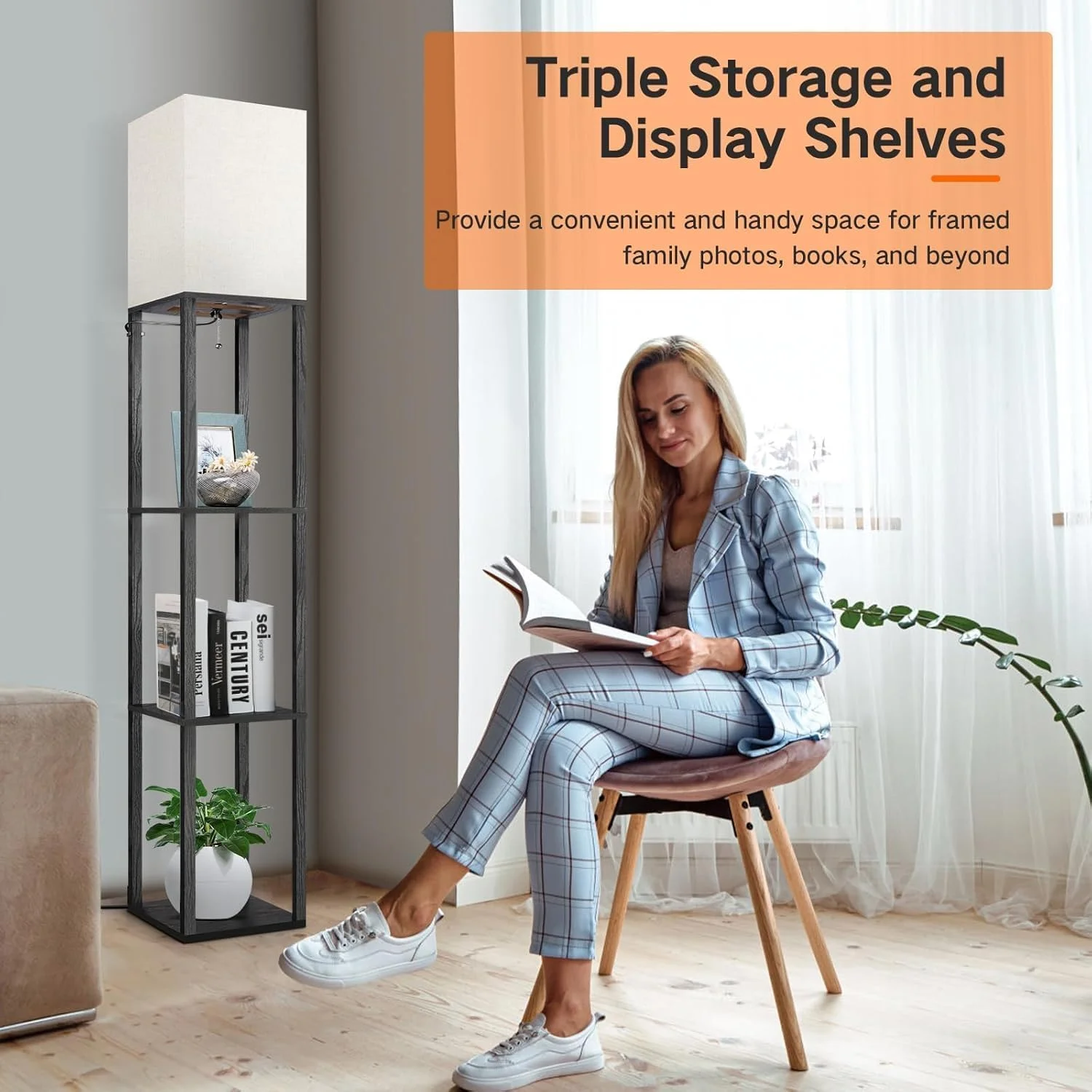 چراغ ایستاده دیمردار با قفسه و کنترل از راه دور، لامپ LED با 3 دمای رنگ و کلاهک پارچه ای کتانی، چراغ ایستاده LED مدرن و بلند با قفسه برای نگهداری وسایل، مناسب برای اتاق نشیمن، اتاق خواب و دفتر کار چراغ ایستاده دیمردار با قفسه و کنترل از راه دور، لامپ LED با 3 دمای رنگ و کلاهک پارچه ای کتانی، چراغ ایستاده LED مدرن و بلند با قفسه برای نگهداری وسایل، مناسب برای اتاق نشیمن، اتاق خواب و دفتر کار