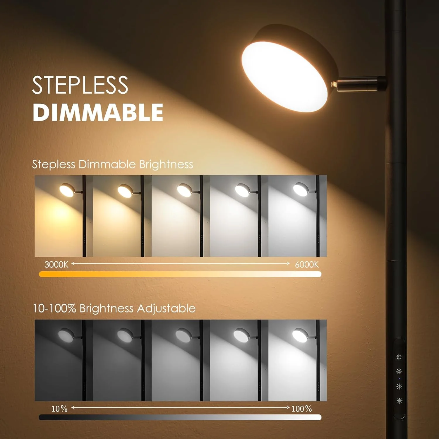 چراغ ایستاده LED درختی، چراغ ایستاده مدرن دیمر پذیر با کنترل از راه دور و لمسی، 3 چراغ ایستاده چرخشی با تایمر، 4 دمای رنگ، چراغ ایستاده بلند برای اتاق نشیمن، اتاق خواب، دفتر، مشکی چراغ ایستاده LED درختی، چراغ ایستاده مدرن دیمر پذیر با کنترل از راه دور و لمسی، 3 چراغ ایستاده چرخشی با تایمر، 4 دمای رنگ، چراغ ایستاده بلند برای اتاق نشیمن، اتاق خواب، دفتر، مشکی