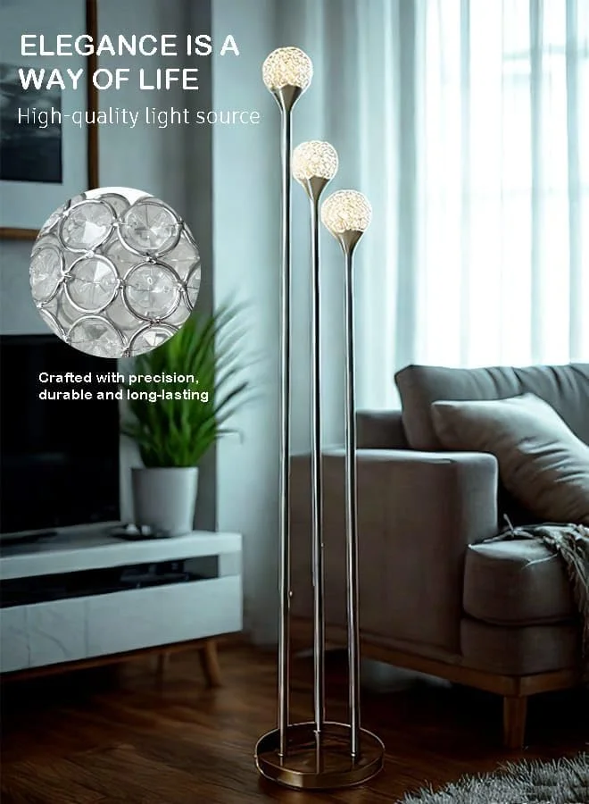 چراغ ایستاده کریستالی، چراغ مدرن LED، ۱۶۰ سانتی متر، مشکی، برای اتاق خواب و نشیمن چراغ ایستاده کریستالی، چراغ مدرن LED، ۱۶۰ سانتی متر، مشکی، برای اتاق خواب و نشیمن