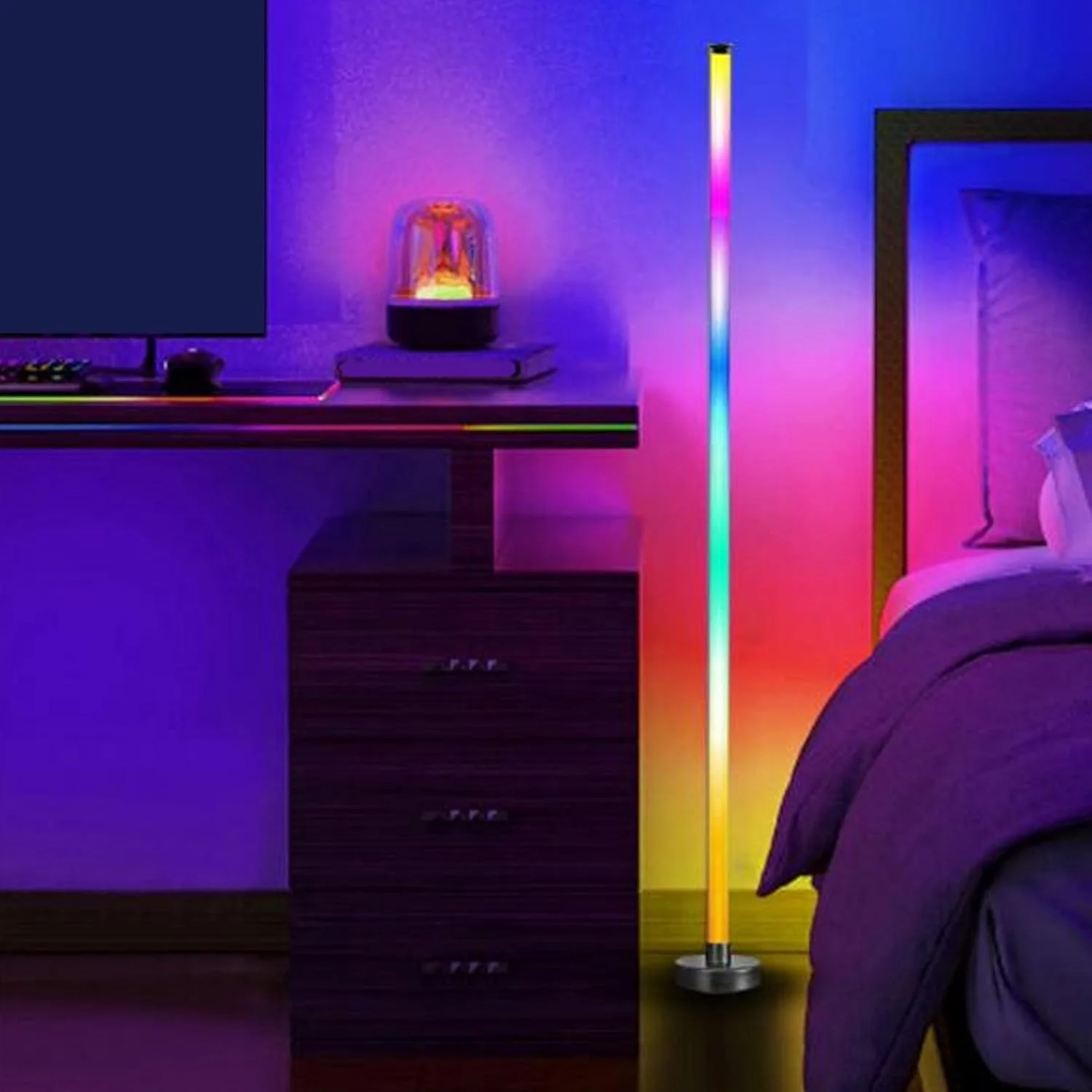 چراغ ایستاده گوشه ای RGB، چراغ گوشه ای LED تغییر رنگ دهنده 160 سانتی متری با کنترل از راه دور و برنامه، همگام سازی موسیقی، تغذیه از طریق USB، نورپردازی محیطی برای اتاق نشیمن، اتاق خواب، اتاق بازی چراغ ایستاده گوشه ای RGB، چراغ گوشه ای LED تغییر رنگ دهنده 160 سانتی متری با کنترل از راه دور و برنامه، همگام سازی موسیقی، تغذیه از طریق USB، نورپردازی محیطی برای اتاق نشیمن، اتاق خواب، اتاق بازی