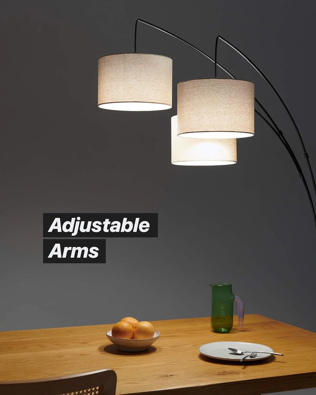 چراغ ایستاده کمانی سه شاخه Brightech Trilage برای اتاق نشیمن، چراغ ایستاده چند سر برای اتاق خواب، 3 چراغ آویز بالای مبل - مشکی چراغ ایستاده کمانی سه شاخه Brightech Trilage برای اتاق نشیمن، چراغ ایستاده چند سر برای اتاق خواب، 3 چراغ آویز بالای مبل - مشکی