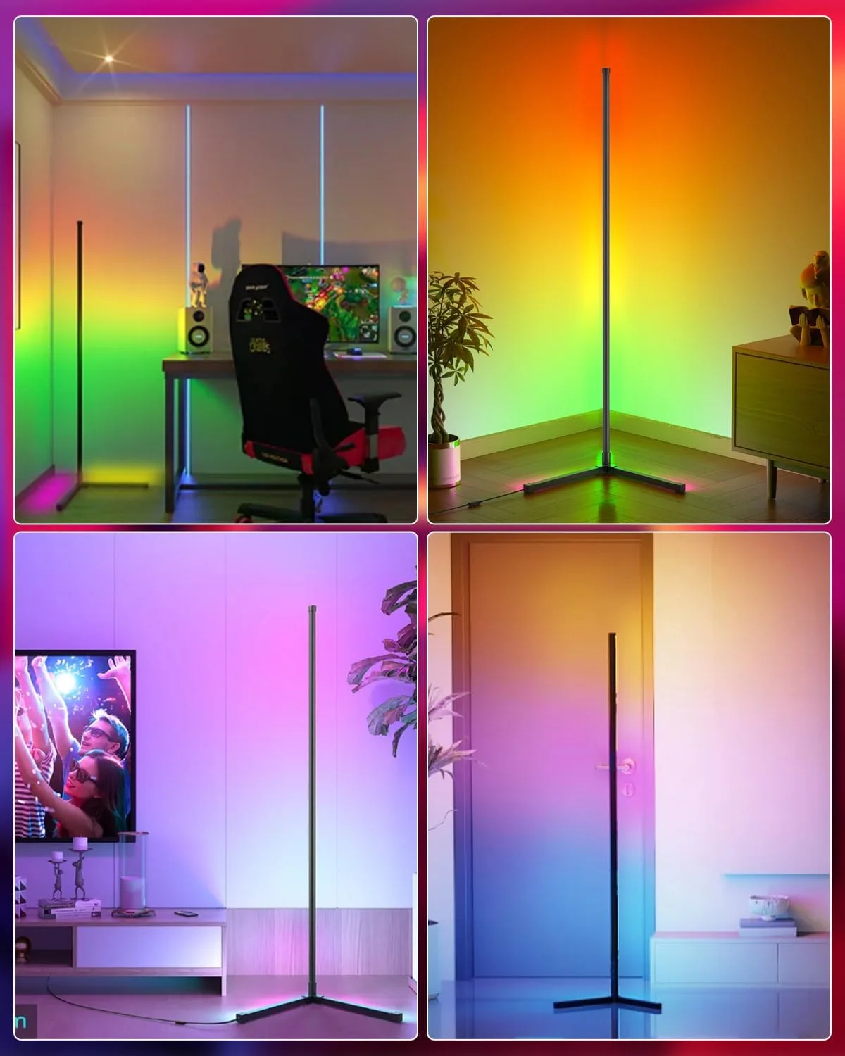 چراغ ایستاده گوشه ای ال ای دی 160 سانتی متری BrightArk، چراغ کف هوشمند RGB، چراغ ایستاده RGB دیمر شونده با عملکرد تغییر رنگ همگام سازی موسیقی، نورپردازی 3 طرفه، 16 میلیون رنگ، با برنامه APP و کنترل از راه دور چراغ ایستاده گوشه ای ال ای دی 160 سانتی متری BrightArk، چراغ کف هوشمند RGB، چراغ ایستاده RGB دیمر شونده با عملکرد تغییر رنگ همگام سازی موسیقی، نورپردازی 3 طرفه، 16 میلیون رنگ، با برنامه APP و کنترل از راه دور