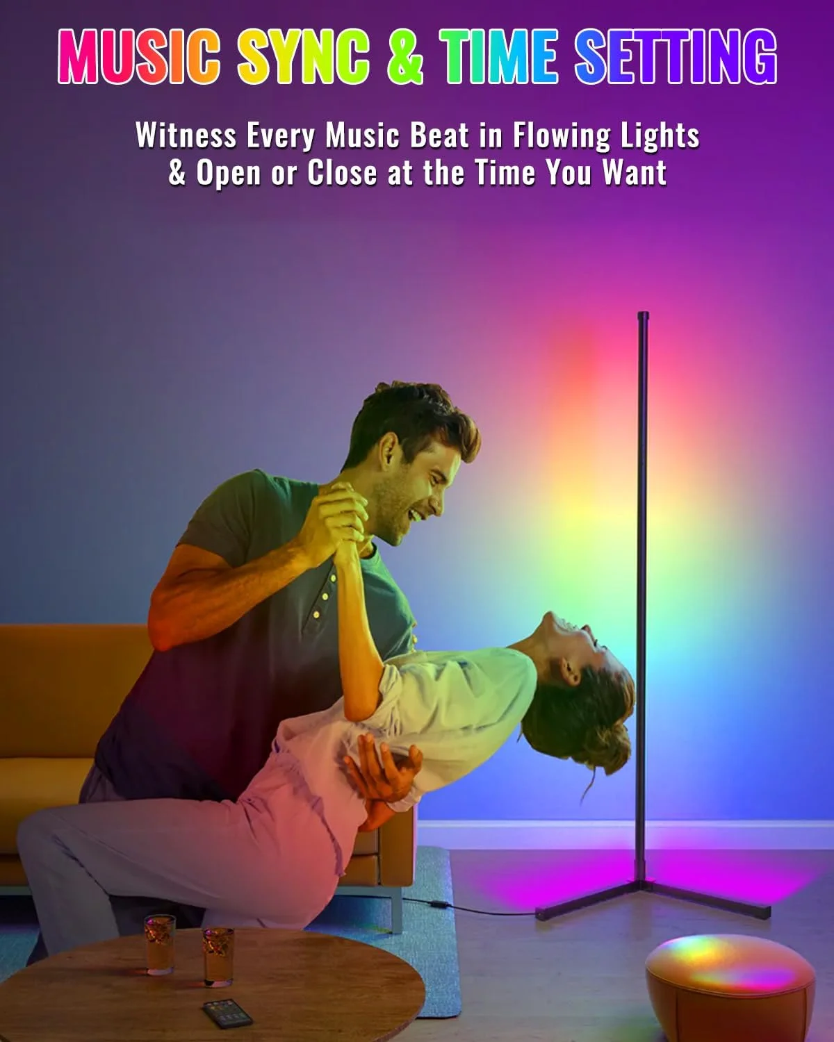 چراغ ایستاده گوشه ای ال ای دی 160 سانتی متری BrightArk، چراغ کف هوشمند RGB، چراغ ایستاده RGB دیمر شونده با عملکرد تغییر رنگ همگام سازی موسیقی، نورپردازی 3 طرفه، 16 میلیون رنگ، با برنامه APP و کنترل از راه دور چراغ ایستاده گوشه ای ال ای دی 160 سانتی متری BrightArk، چراغ کف هوشمند RGB، چراغ ایستاده RGB دیمر شونده با عملکرد تغییر رنگ همگام سازی موسیقی، نورپردازی 3 طرفه، 16 میلیون رنگ، با برنامه APP و کنترل از راه دور