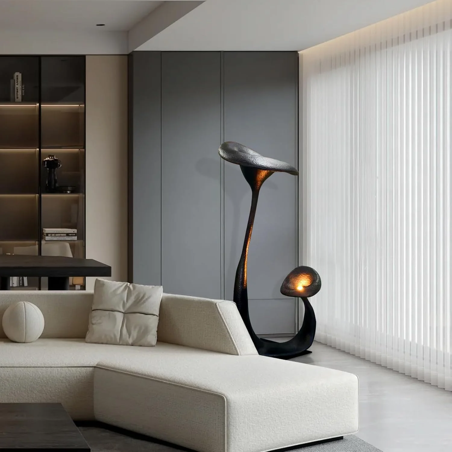 چراغ ایستاده مجسمه ای لوکس بوشانگ می، مجسمه گلبرگ، اندازه و رنگ قابل تنظیم، دکوراسیون منزل برای اتاق نشیمن، لابی هتل و دفتر (153 سانتی متر)